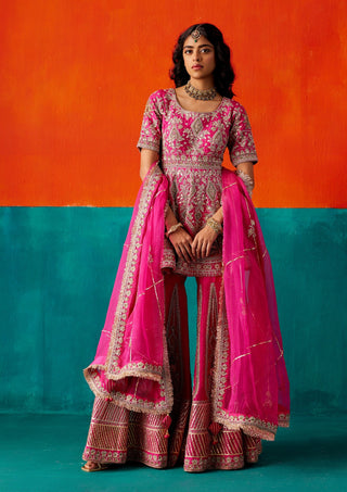 Bright pink kurta and sharara set