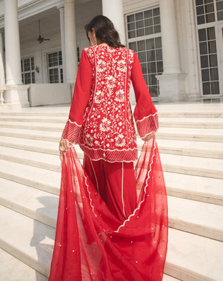 Red georgette kalidar kurta set