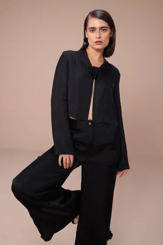 Black blazer style crop top