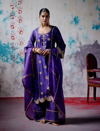 Purple straight kurta set