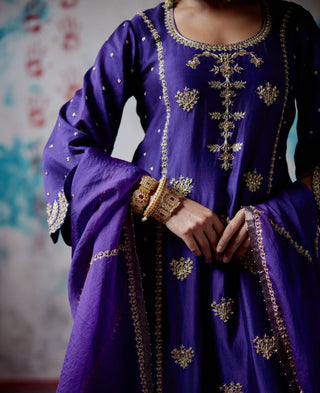 Purple straight kurta set