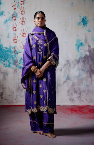 Purple straight kurta set