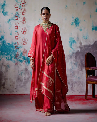 Red A-line kurta set