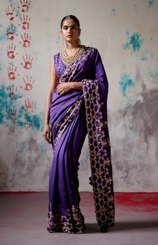 Purple silk saree with blouse