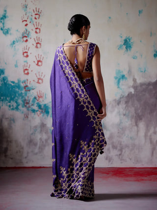 Purple silk saree with blouse