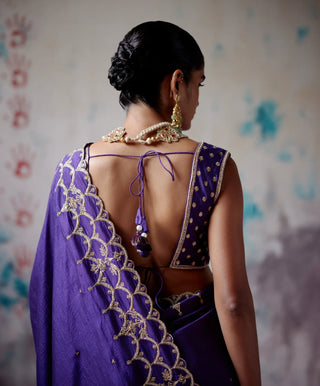 Purple silk saree with blouse