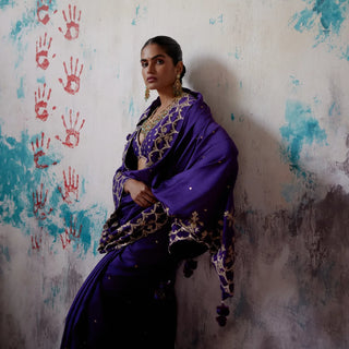 Purple silk saree with blouse