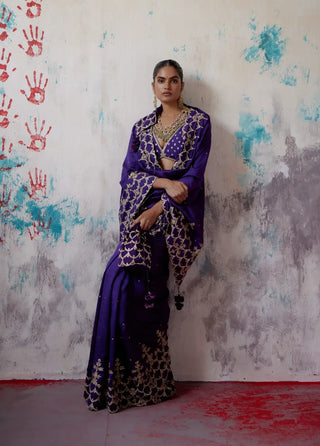 Purple silk saree with blouse