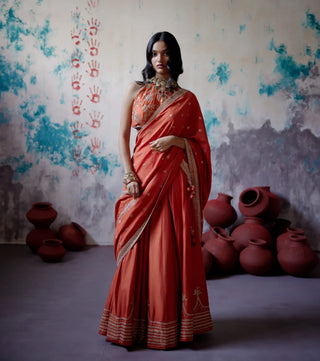 Rust orange lehenga set