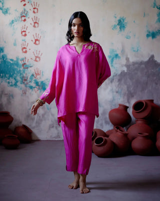 Fuchsia pink kaftan style co-ord set