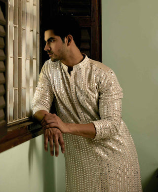 Yasir beige kurta and salwar