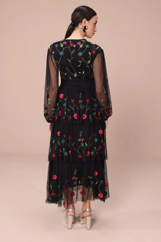 Black embroidered maxi dress