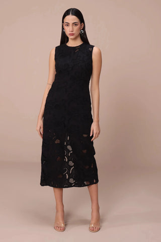 Black embroidered mana dress