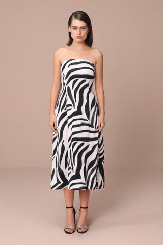 Zebra stripe strapless dress