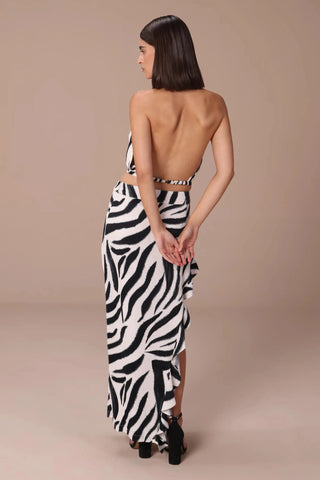 Zebra stripe slit skirt