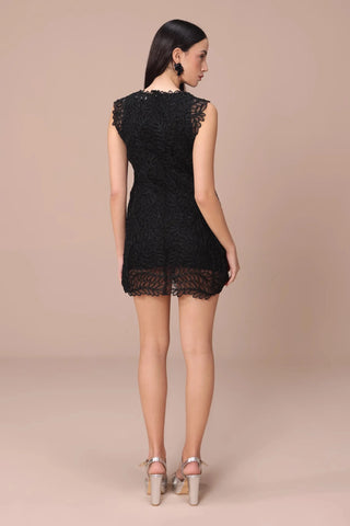 Black embroidered party dress