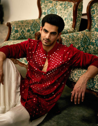 Zaid red kurta and salwar