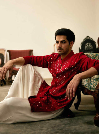 Zaid red kurta and salwar