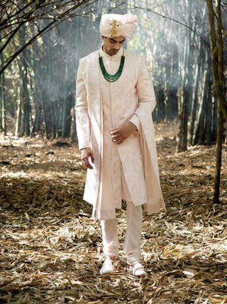 Zahid powder pink sherwani set