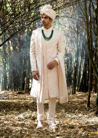 Zahid powder pink sherwani set