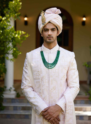 Zahid powder pink sherwani set