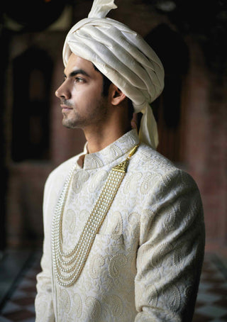 Turbat ivory sherwani set