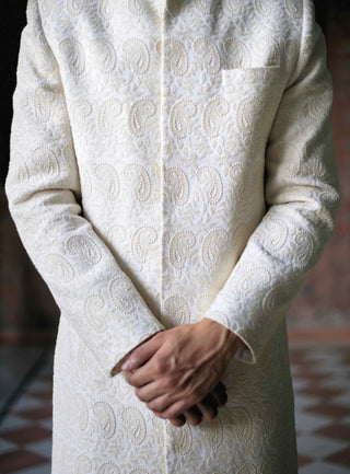 Turbat ivory sherwani set