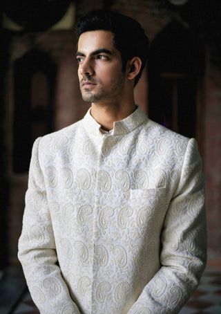 Turbat ivory sherwani set