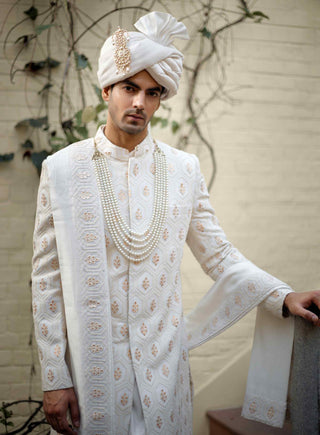 Fahad ivory sherwani set