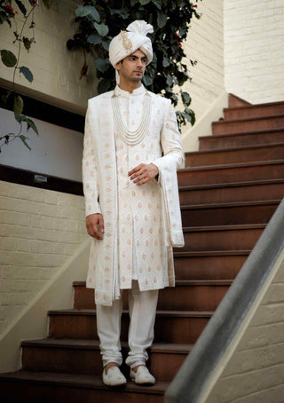 Fahad ivory sherwani set