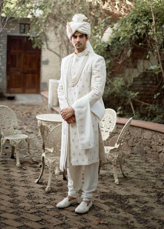 Fahad ivory sherwani set