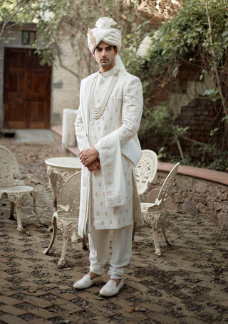 Fahad ivory sherwani set