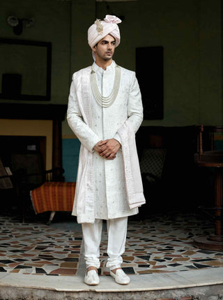 Hasan ivory sherwani set