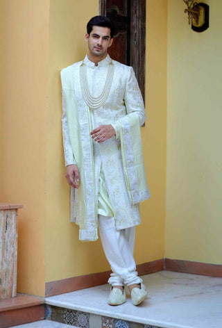 Zahid mint green sherwani set