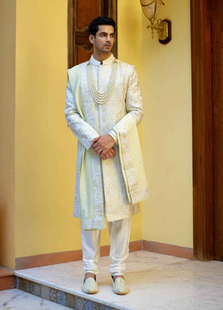 Zahid mint green sherwani set