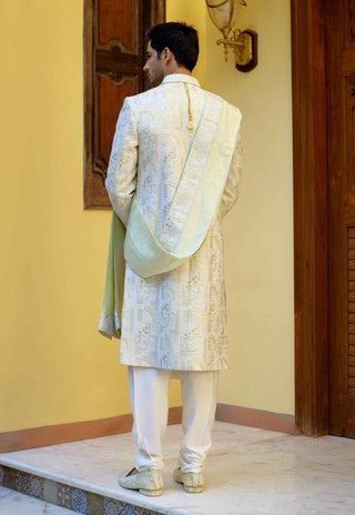 Zahid mint green sherwani set