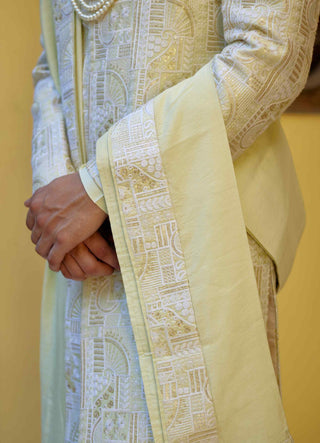 Zahid mint green sherwani set