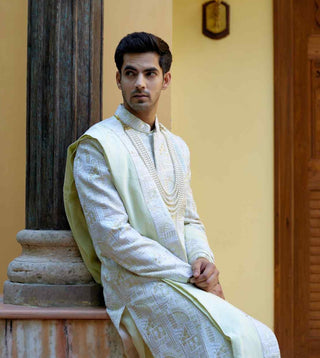 Zahid mint green sherwani set