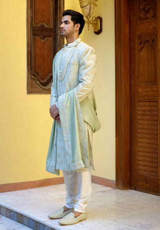 Fahad mint green sherwani set