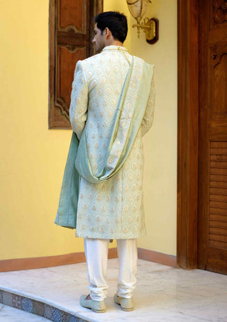 Fahad mint green sherwani set