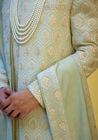 Fahad mint green sherwani set