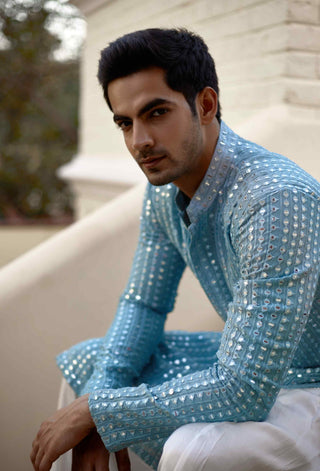 Yasir sky blue kurta and salwar