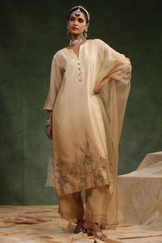 Beige ombre straight fit suit set