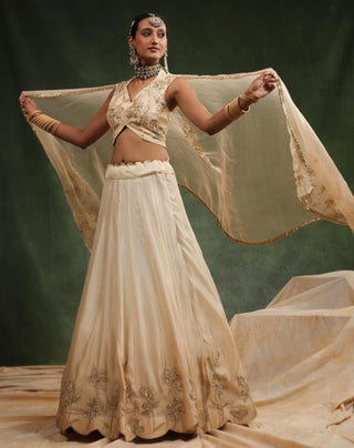 Beige ombre lehenga set