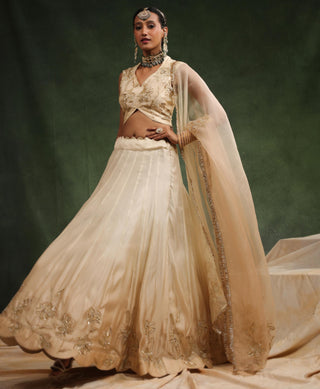 Beige ombre lehenga set