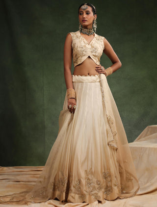 Beige ombre lehenga set