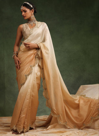 Beige ombre saree