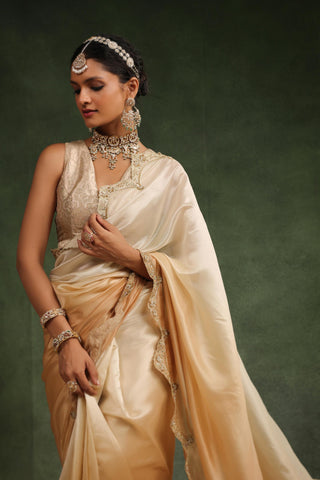 Beige ombre saree