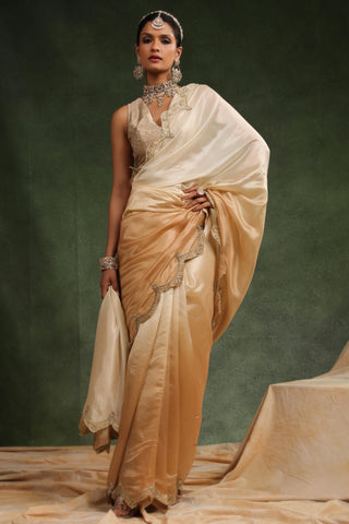 Beige ombre saree