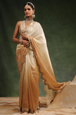 Beige ombre saree